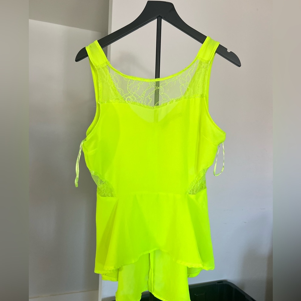 The Hanger Neon Yellow Lace Tank Top